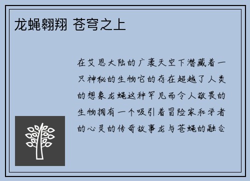 龙蝇翱翔 苍穹之上