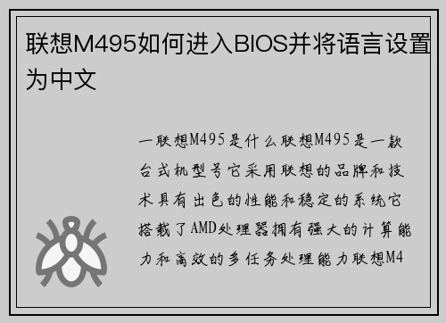 联想M495如何进入BIOS并将语言设置为中文